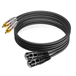 Premium Dual XLR to RCA Unbalanced HiFi Audio Cable - 4N OFC Wire - 8m (2RCA to 2XLR - Male)