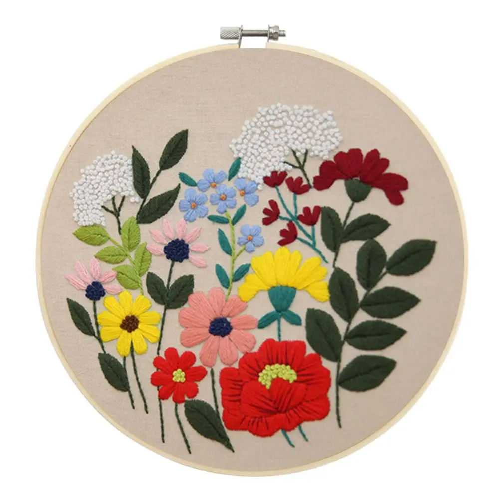 Starter Embroidery Kit Flowers Pattern DIY Beginner Embroidery