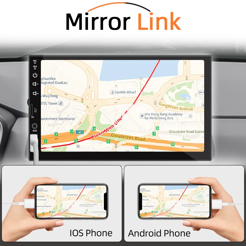 Car Radio 7 Inch 1 Din MP5 Multimedia Player Touch Screen FM ISO Power Aux Input Bluetooth USB Mirror Link Universal Autoradio