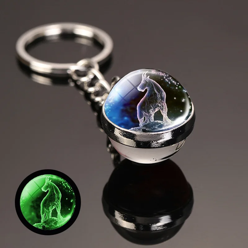 Metal Luminous Crystal Constellation Keychain Pendant