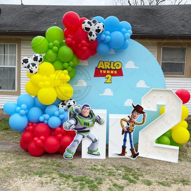  1 Juego de globos de fiesta temática de cumpleaños de Toy Story de Disney, Kit de arco de guirnalda, Buzz Lightyear 4th, regalos para niños, regalos de cumpleaños, Juguetes