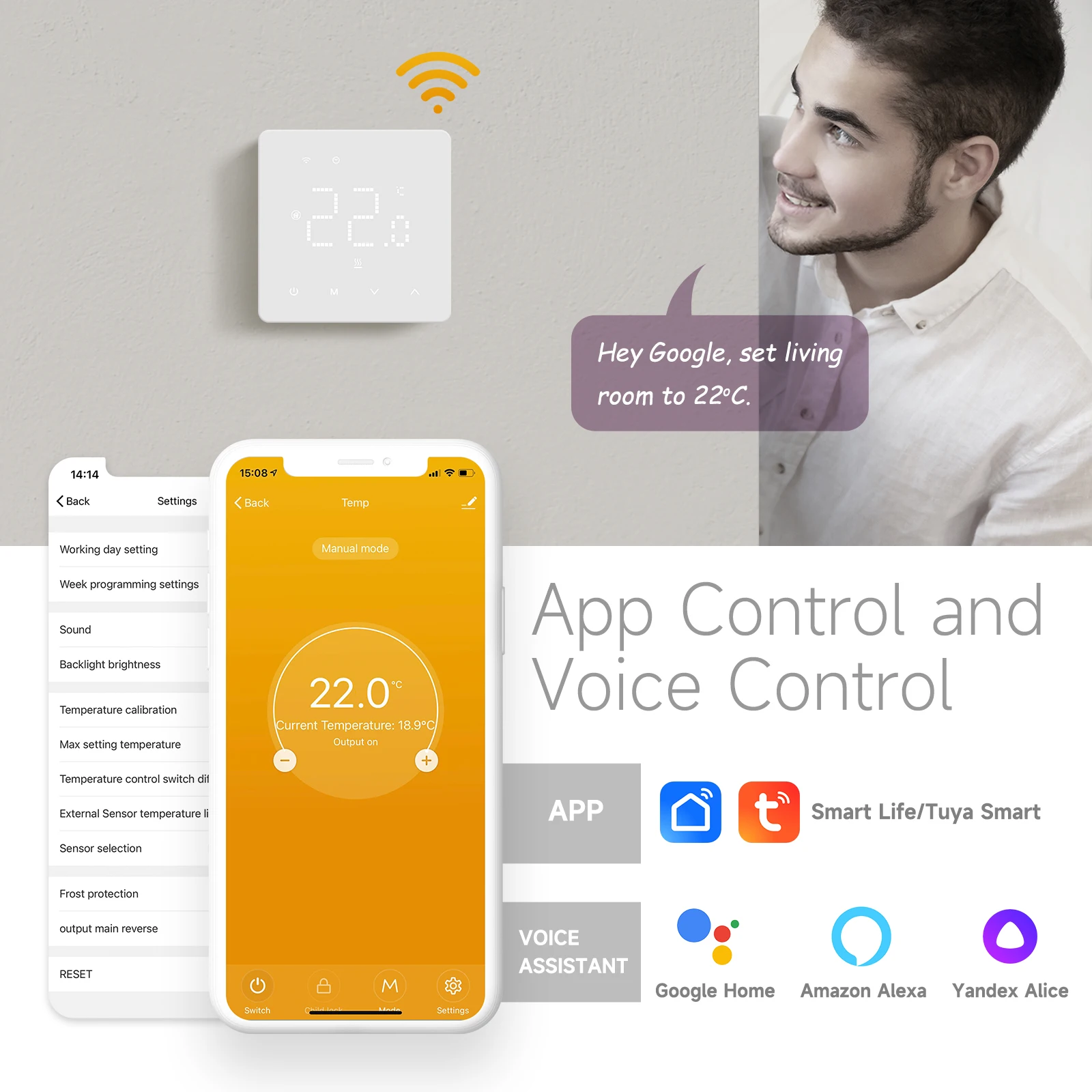 Tuya WiFi Water Heating System Smart Zigbee Thermostat Central Heating Wired Hub