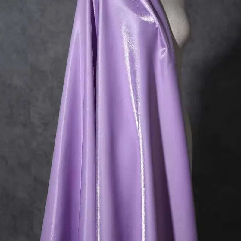 Blue Luxury Glossy Metallic Reflective Satin Fabric for Fashion and Formal Wear