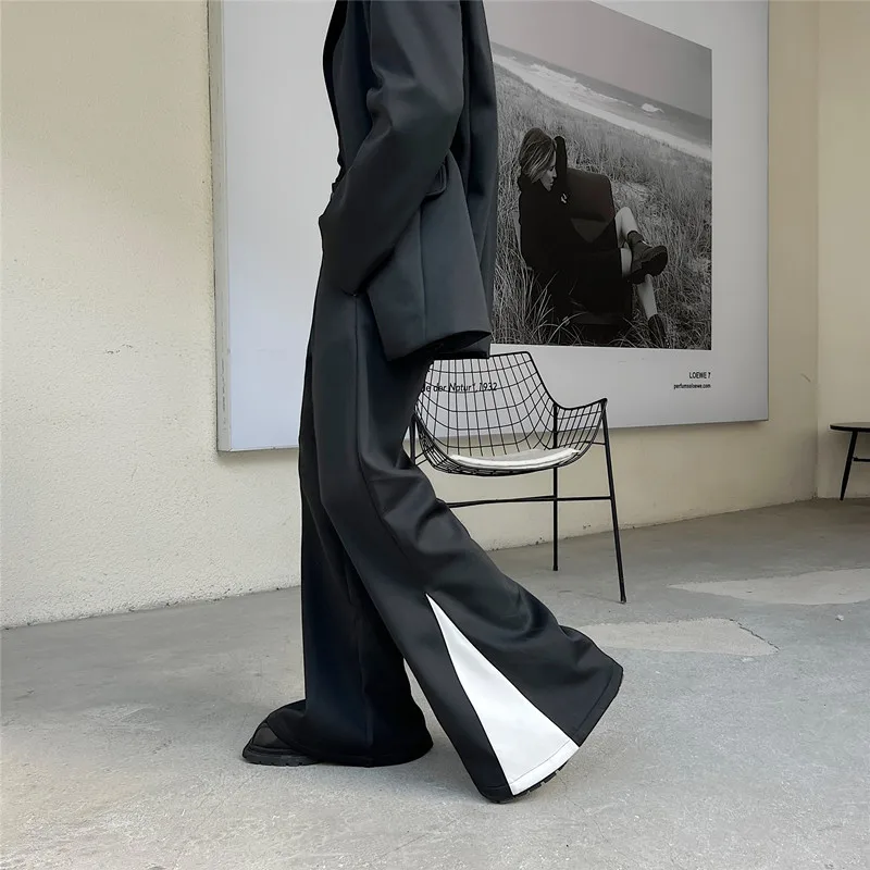 Flare Pants Men Vintage Fashion Casual Bell-bottom Trousers Male Streetwear Net Celebrity Long Pants Stage Costume