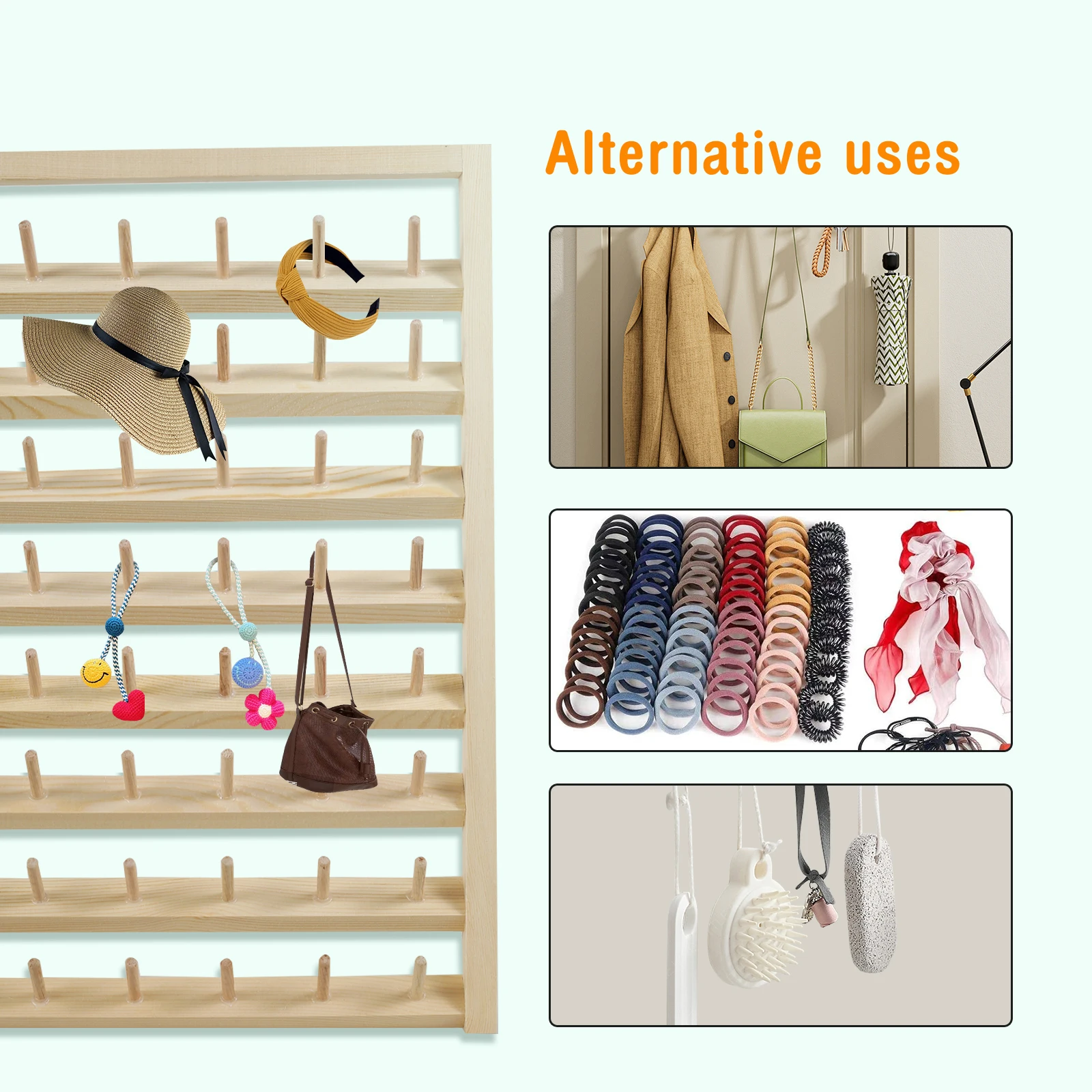 Description Picture 6 of itemWooden Sewing Thread Holder Storage Box 48/54 Spool Yarn Holder Home Embroidery Folding Frame Multiple Size Sewing Rack Organize
