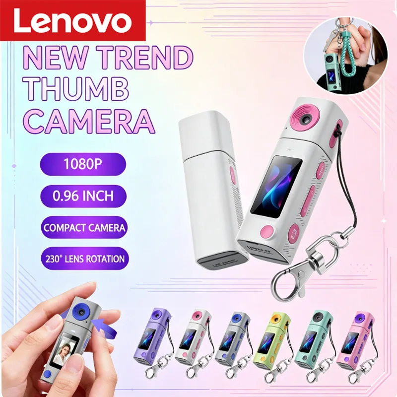 Lenovo G10 HD Mini Thumb Camera with Rotating Lens for Outdoor Digital Video and Photo Capture in Macaron Color Scheme