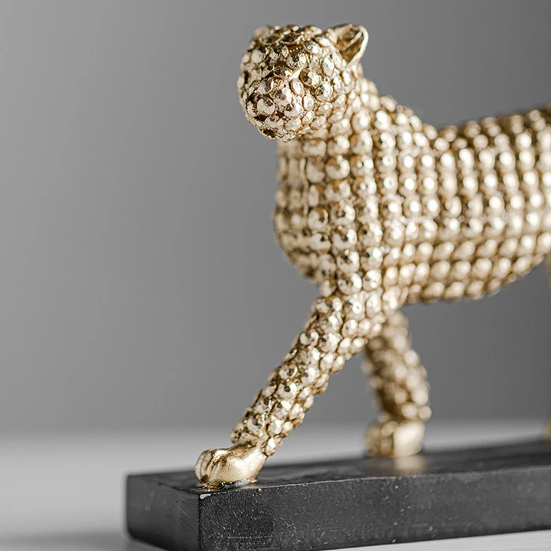 Northeuins-金色の樹脂製のヒョウの置物,21cm,インテリア,チーター 