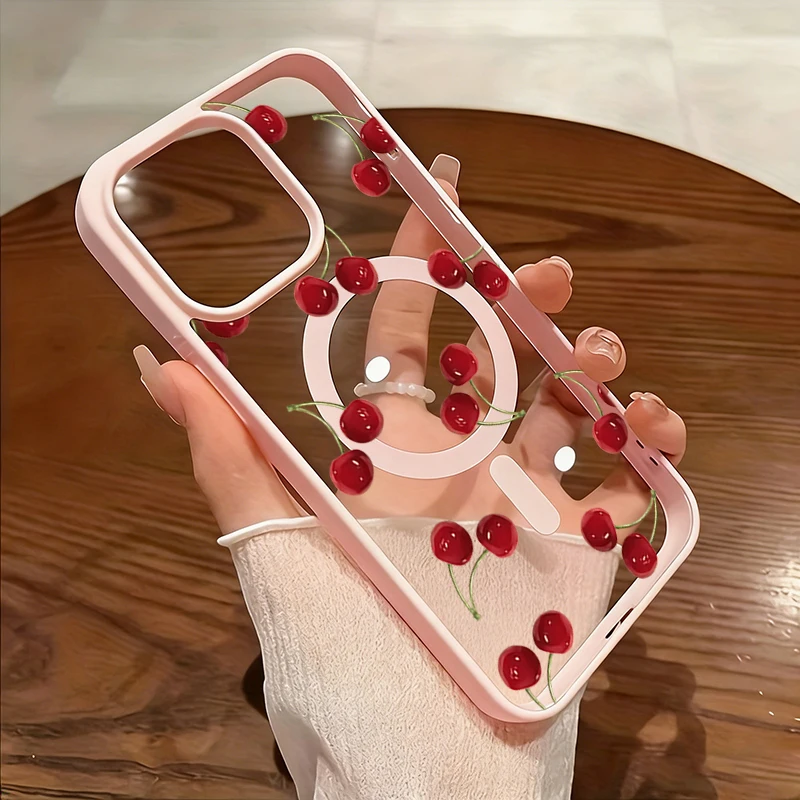 Red Cherry Pattern Magnetic Phone Case Cover