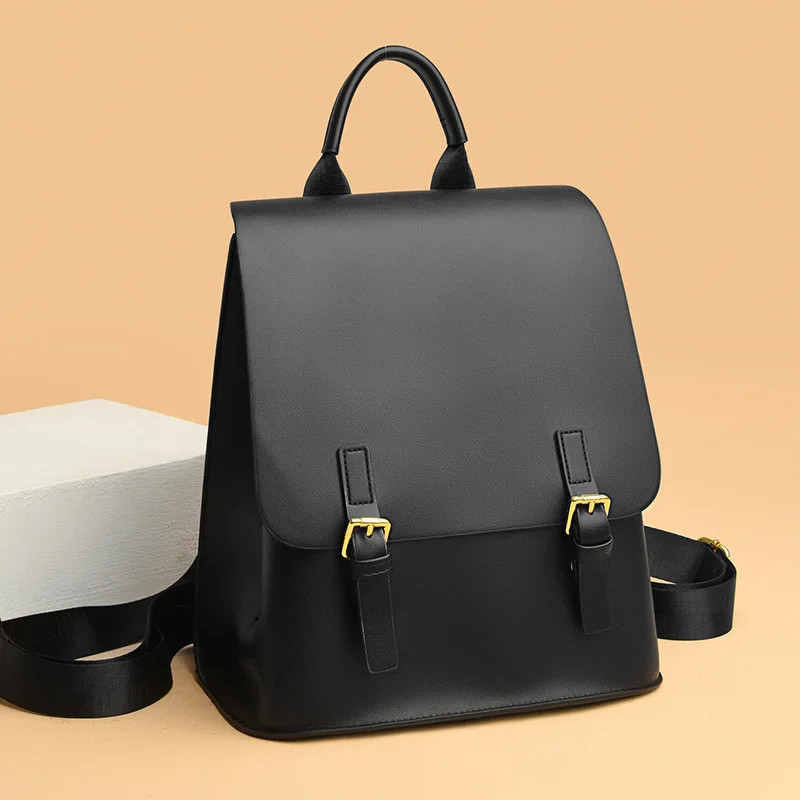 Backpack ladies large capacity PU leather fashion senior sense retro bag niche design new women's schoolbag wholesale