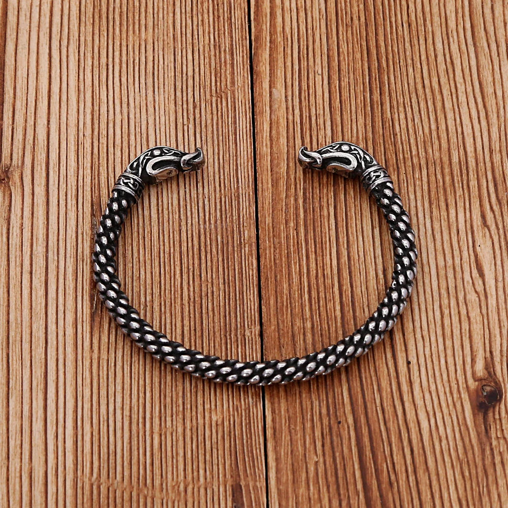 Fashion Retro Stainless Steel Viking Snake Bracelet Punk Men and Women Creative Animal Bracelets Biker Amulet Jewelry Wholesale 4