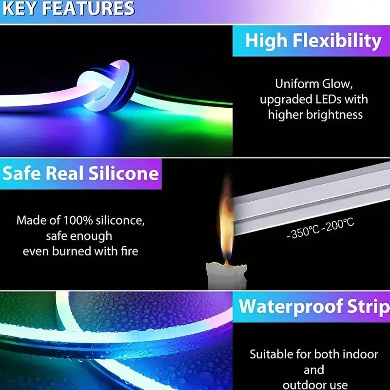 Led Strip Light 5V USB Powered Music Sync 24-Key Remote Flexible Waterproof For Indoor Outdoor Decoration