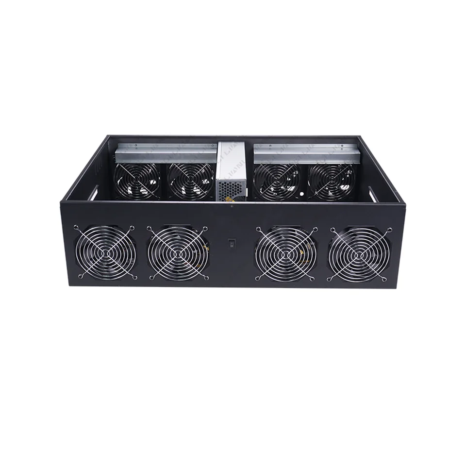 847s ATX 스타일 알루미늄 합금 8 GPU 리그 케이스 프레임 65mm 컴퓨터 서버 섀시 USB 포트 포함 전원 공급 장치 비디오 카드 3080 지원