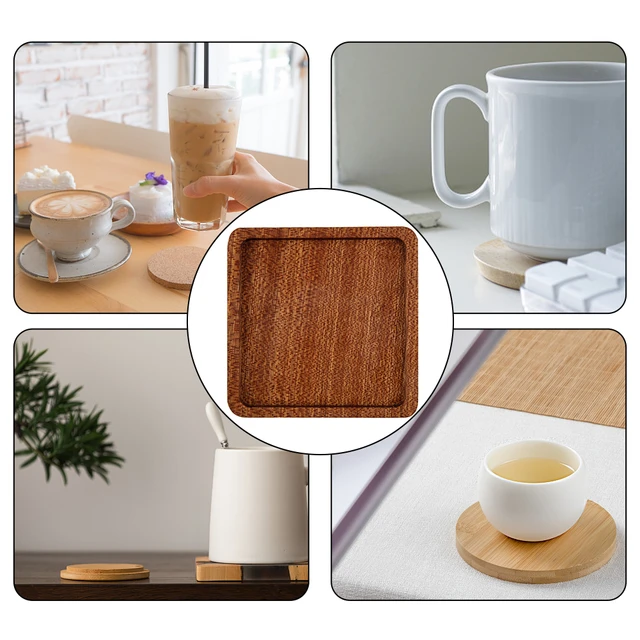 1Pcs Wood Placemats Coasters Tea Coffee Cup Pad Decor Durable Heat  Resistant Square Round Drink Mat Bowl Teapot Holder 8.8cm - AliExpress