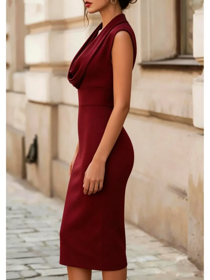 Women's Sleeveless Cowl Neck Midi Dress - Image 5