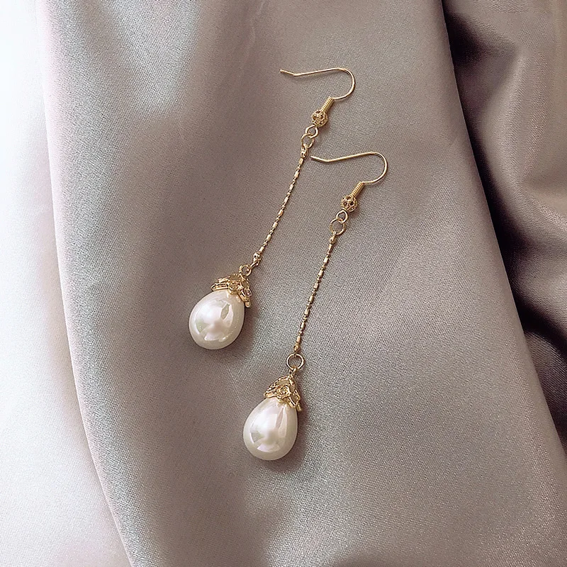 Pearl Earrings Classic Retro Long Tassel Simple All-match Noble Personality Gift