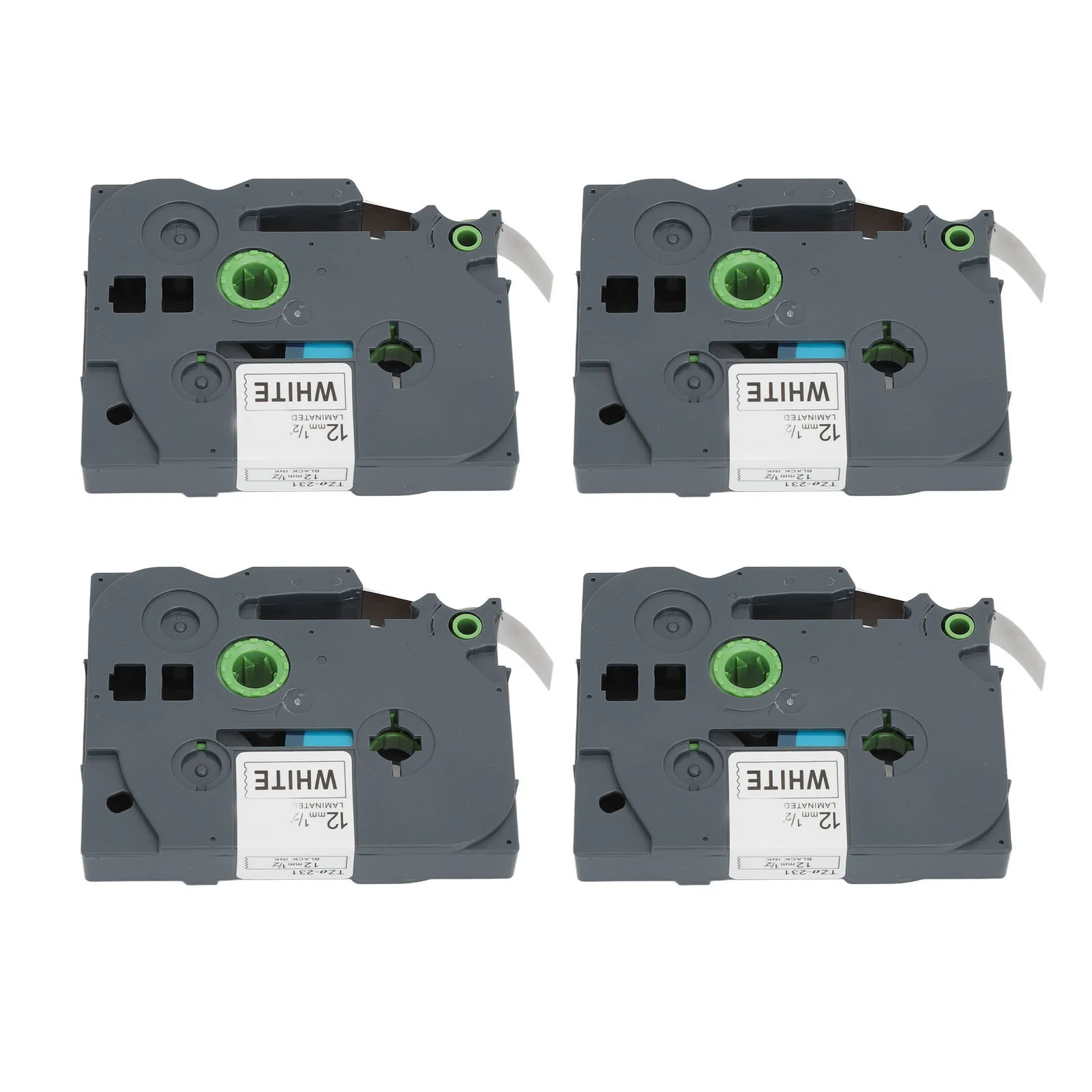 4PCS 12mm Label Maker Tape Refill Label Tape 12mm Waterproof Black On White Label Maker Tape Replacement Refill