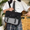 Japanese Backpack Bow Messenger Bag Student Checkerboard  Shoulder Bag For Teenagers Girls Backpack 2