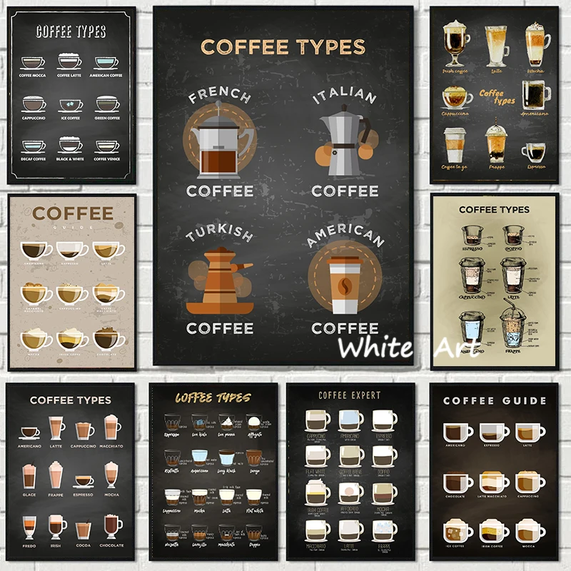 Vintage Blackboard Picture Coffee Canvas Painting Coffee Menu Poster HD Printing Modern Wall Art Picture Restaurant Cafe Decor