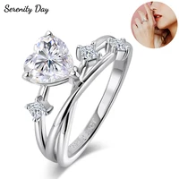 Serenity 1.24ct Heart Cut D Color Moissanite Rings Women Wedding Bridal With Certificate 100% S925 Sterling Silver Eternity Ring 1