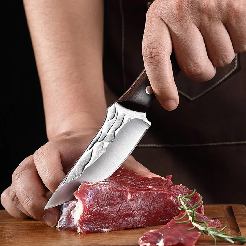 Stainless Steel Hand Forged Boning Knife Meat Cleaver Butcher Slicing Knife Fruit Cutting Kitchen Chef Knives Scissors BBQ Tool Kitchen Knife Meat Cleaver