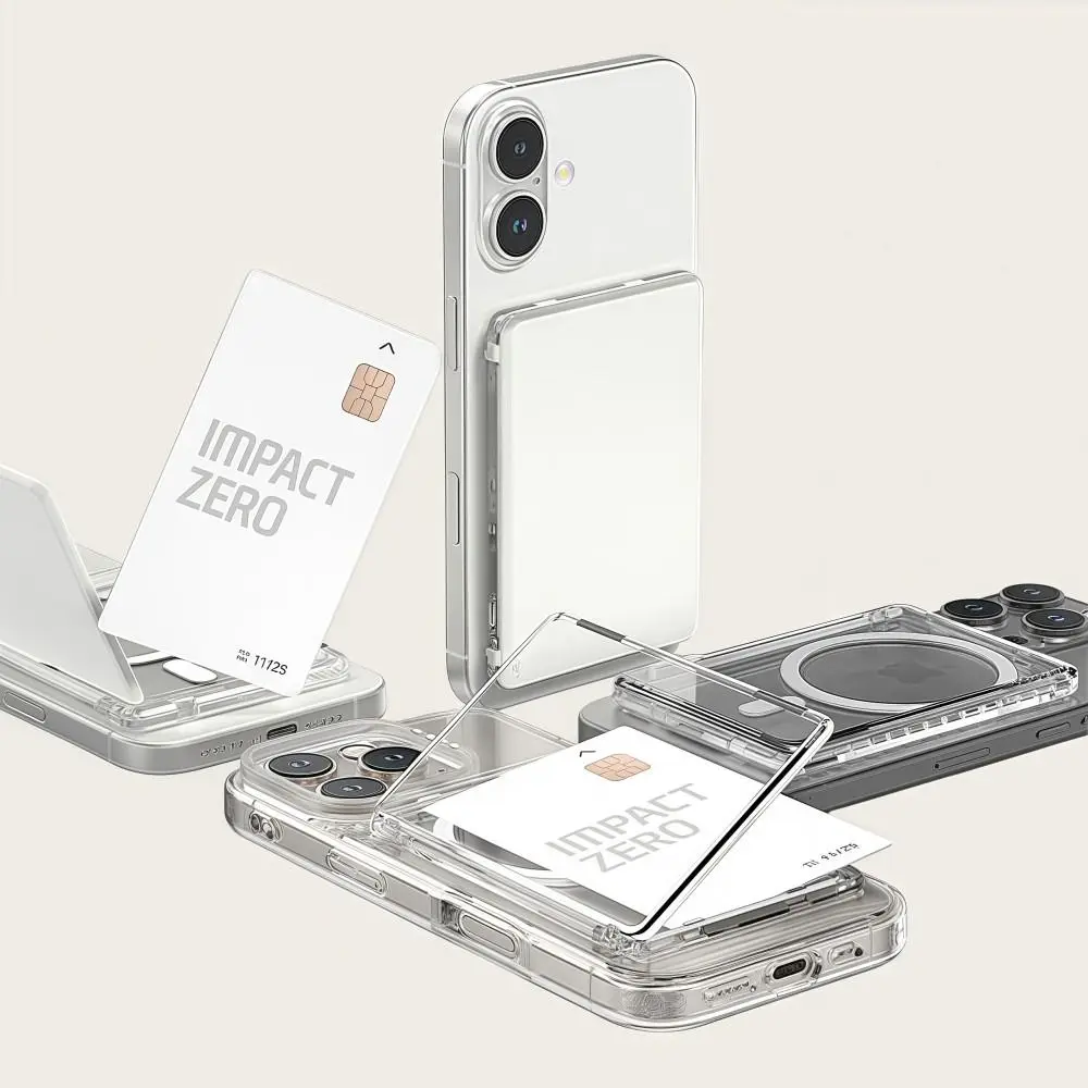 Transparent Magnetic Card Sleeve with Dual Slots and Shockproof Stand Functionality