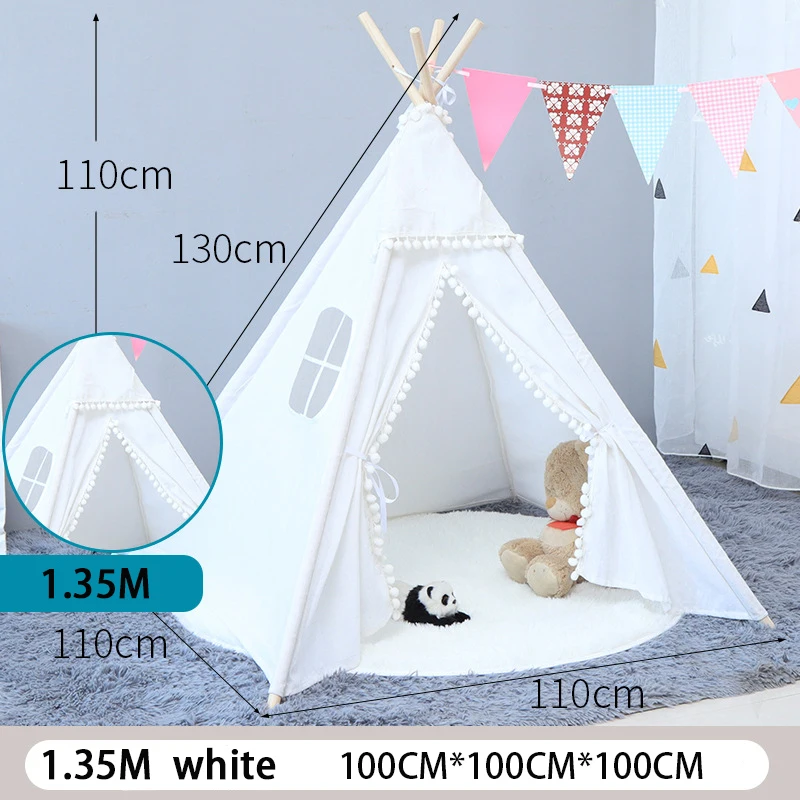 Children's Tent Teepee Tent For Kids Portable Tipi Infantil House For Children Cabana Kids Tents Decoration Carpet LED Lights 6
