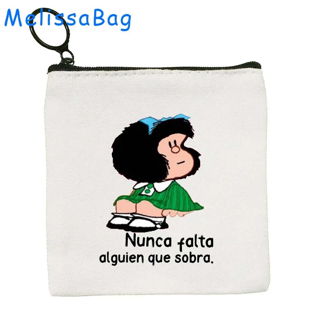 Funny Quotes Mafalda Comics Canvas Coin Purse Key Case Bags
