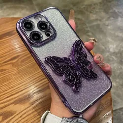 Chic Gradient 3D Butterfly Holder Stand Shockproof Case for Honor 90pro (1)