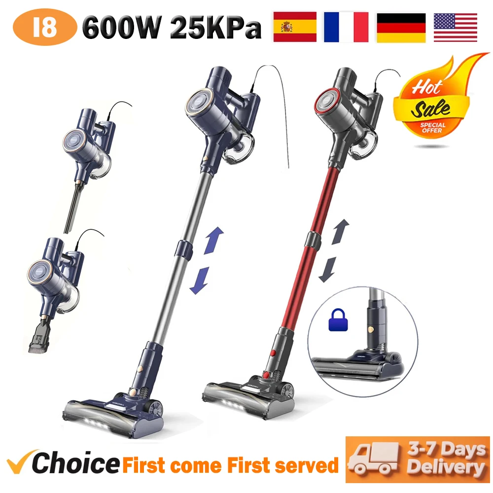 INSE I8 Corded Vacuum Cleaner Free-Stand Stick Vacuum 25KPa 600W Powerful 6 in1 Lightweight Handheld Cleaner for Carpet Pet Hair 1