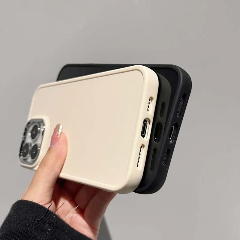 Electroplate Lens Bumber Phone Case For IPhone 14 13 12 11 15 Pro X XR XS Max 7 8Plus Solid Color Silicon_voghion.com
