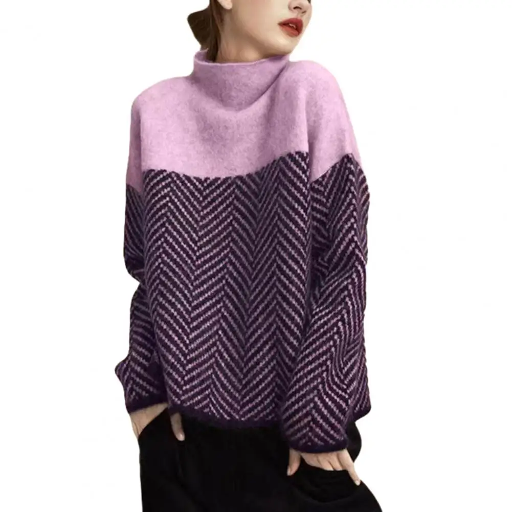 

Women Sweater Cozy Winter Sweaters Stylish High Collar Loose Fit Warmth for Women Lady Pullover Sweater