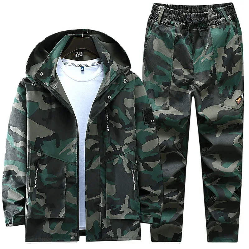Spring and Autumn Outdoor Thin Waterproof Windproof Strong Wear Resistant Labor Protection and Machinery Repair Work Clothes Set