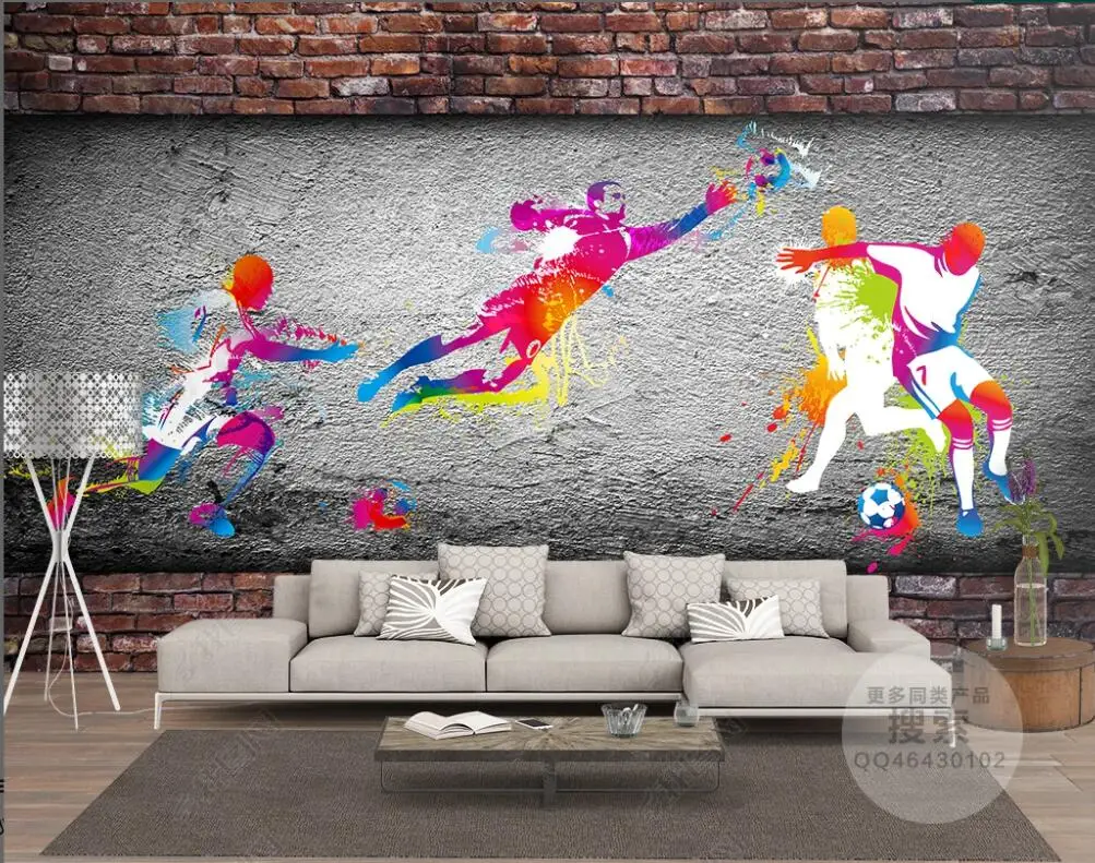 

3d Wallpapers custom mural Football retro brick wall painting living room home decor photo wallpaper for walls in rolls