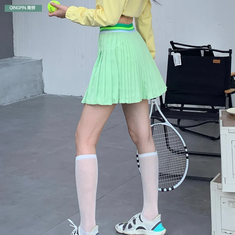 용수철 여름 테니스 퀼로트, 달리기, 속건성, 골프, 공백 방지, 배드민턴 가짜 2 피스 스포츠 스커트