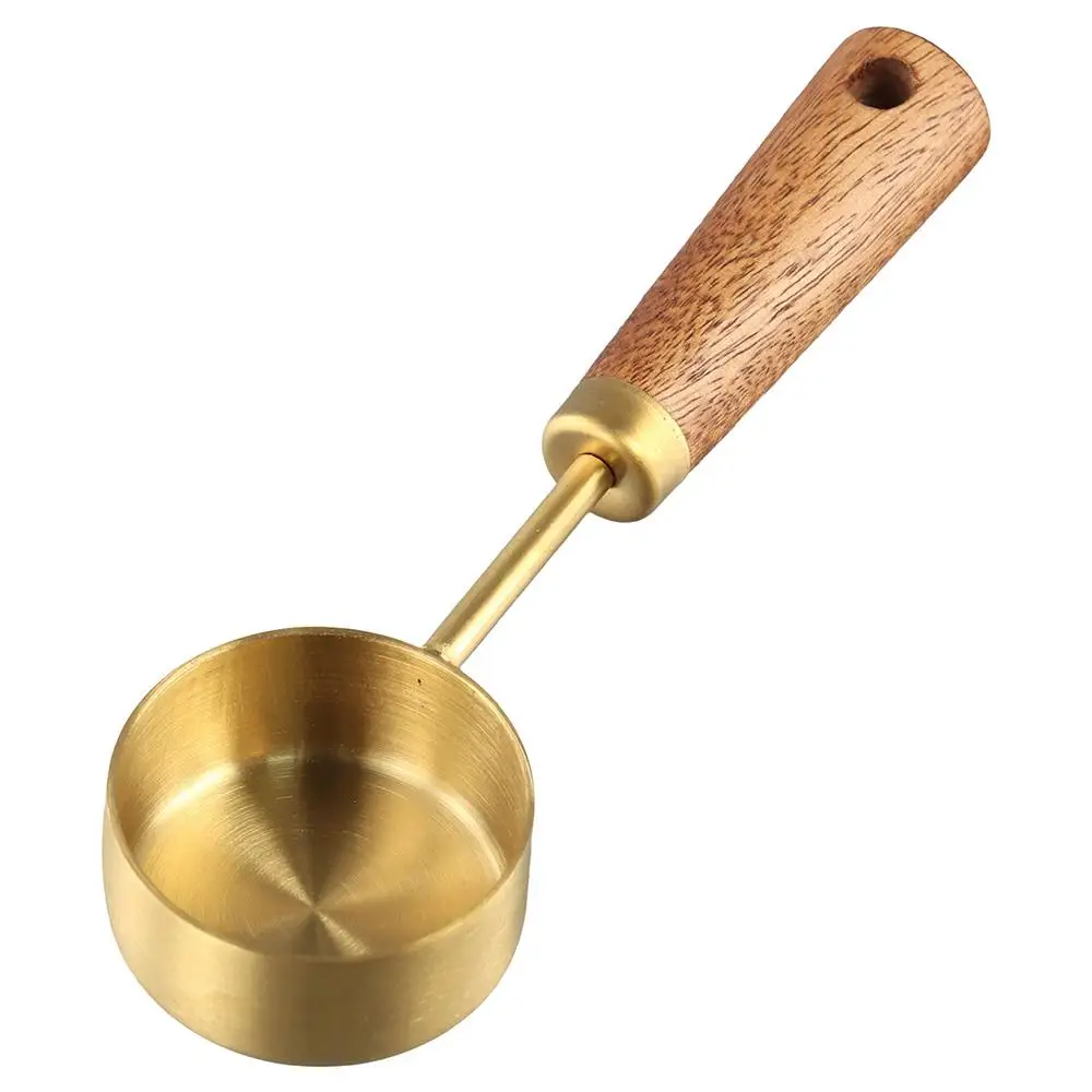 Kitchen Measuring Spoons 10ml Wooden Handle Stainless Steel Measuring Spoon Set