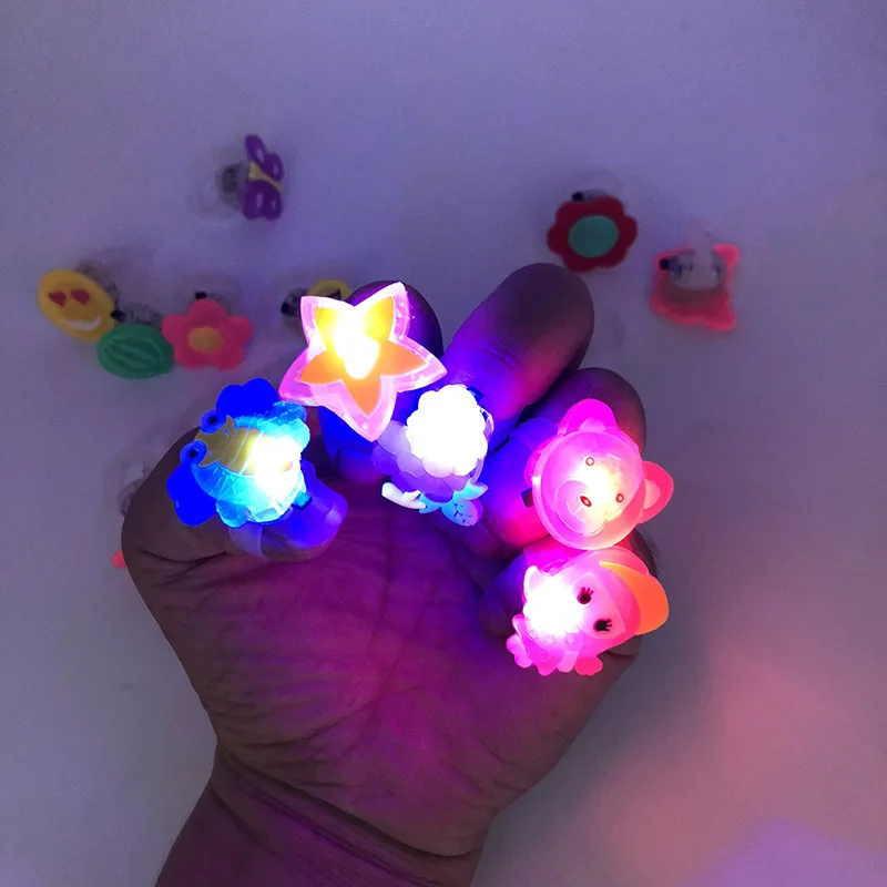 Description Picture 5 of item50pcs LED Cartoon Light Up Ring Glowing Luminous Finger Rings Glow In The Dark Christmas Halloween Party Supplies Kids Gift