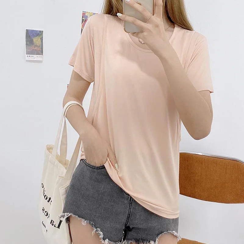 Cotton Maternity Nursing Tops Pregnant Clothes Breastfeeding T-shirt Pregnancy Maternity Tops Tees Soild Colour Summer Shirt 4