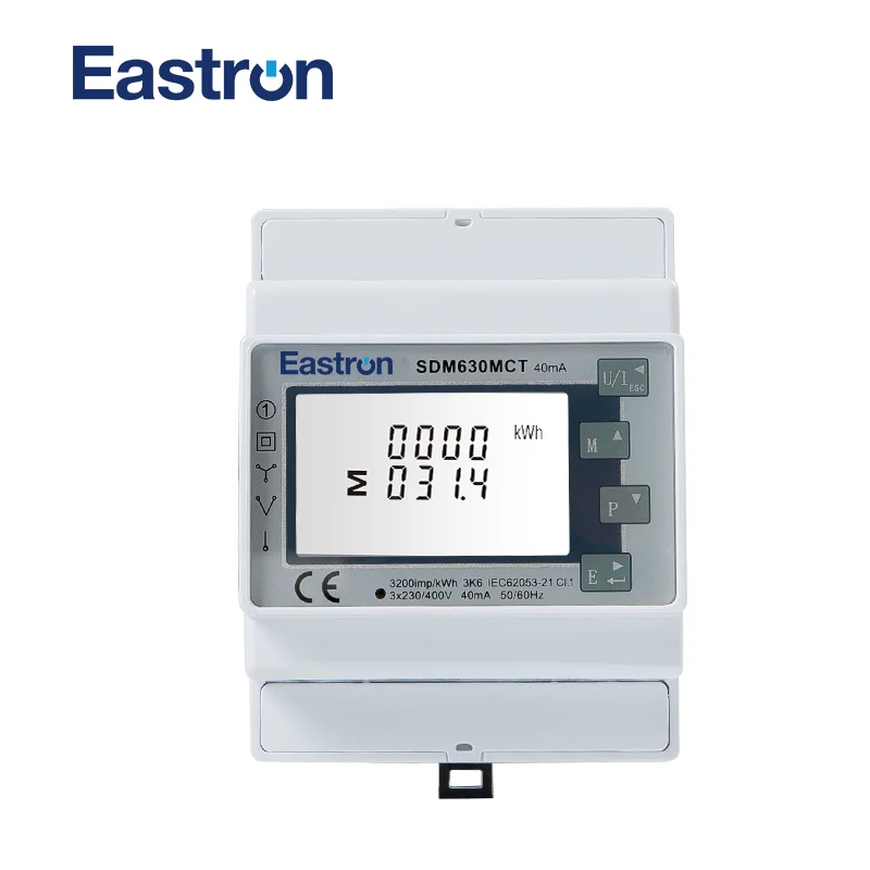 SDM630MCT 40mA Three Phase DIN Rail Energy Meter CT Connected Solar PV Systerm Power Meter NON MID voltage current meter energy clamp meter energy monitor