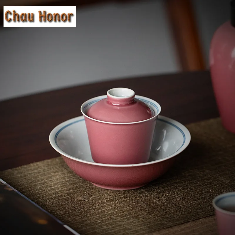 Cowpea Red Ceramic Pot Dry Bubble Tray Household Cover Bowl Teapot Support Pot Pad Kung Fu Tea Set Tea Tray Fruit Snack Bowl