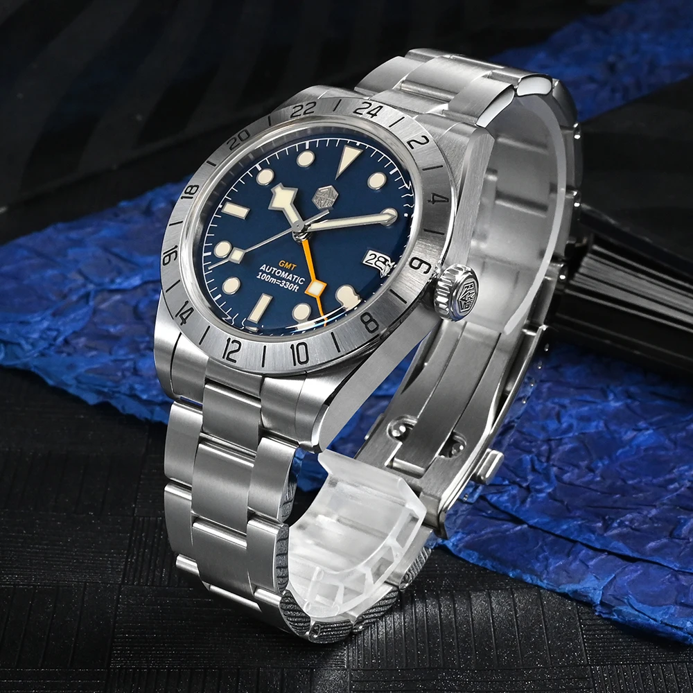 San Martin 남성용 비즈니스 드레스 시계, NH34 39mm BB GMT 럭셔리 시계, 자동 기계식 사파이어 날짜, Windows BGW9