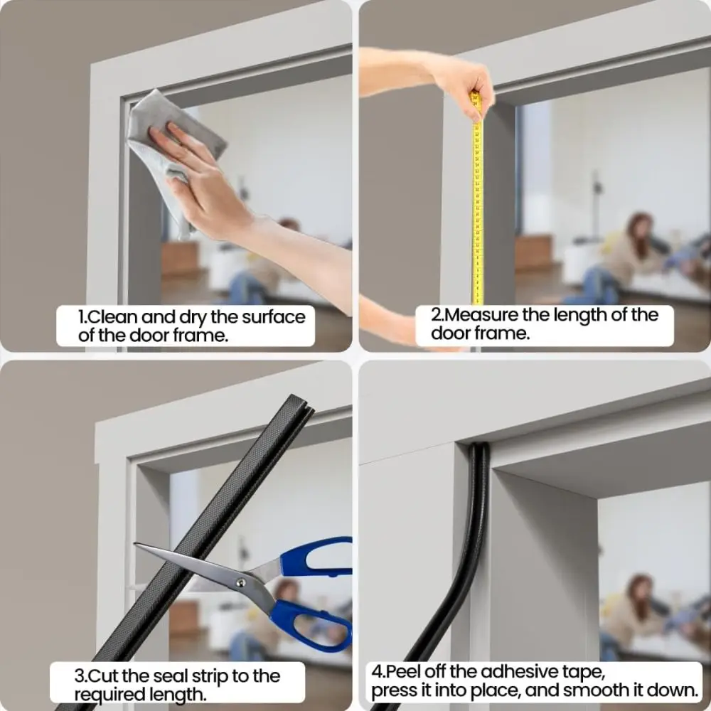 Weatherproof Self-Adhesive Foam Door Seal Strip - V Shape Draft Stopper