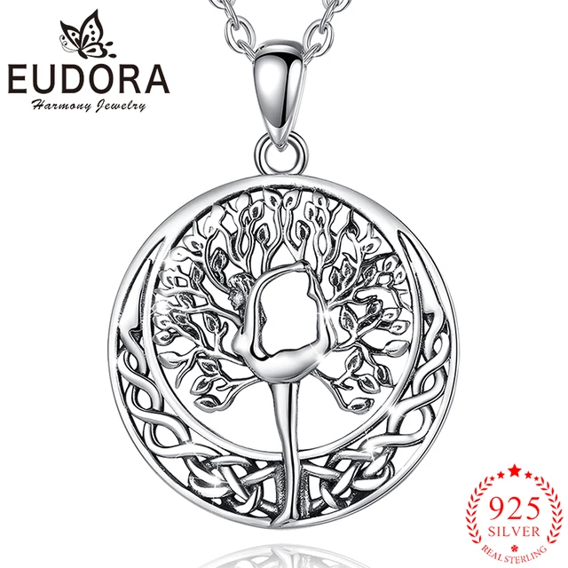 Eudora Real 925 Sterling Silver Tree of Life Yoga Necklace Celtic Moon Knot  Pendant Women Fine Jewelry Fashion Party Gift - AliExpress