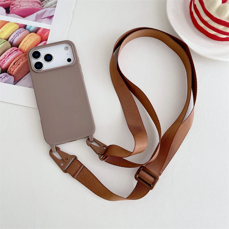 Elegant Candy Color Silicone Crossbody Phone Case with Lanyard Strap