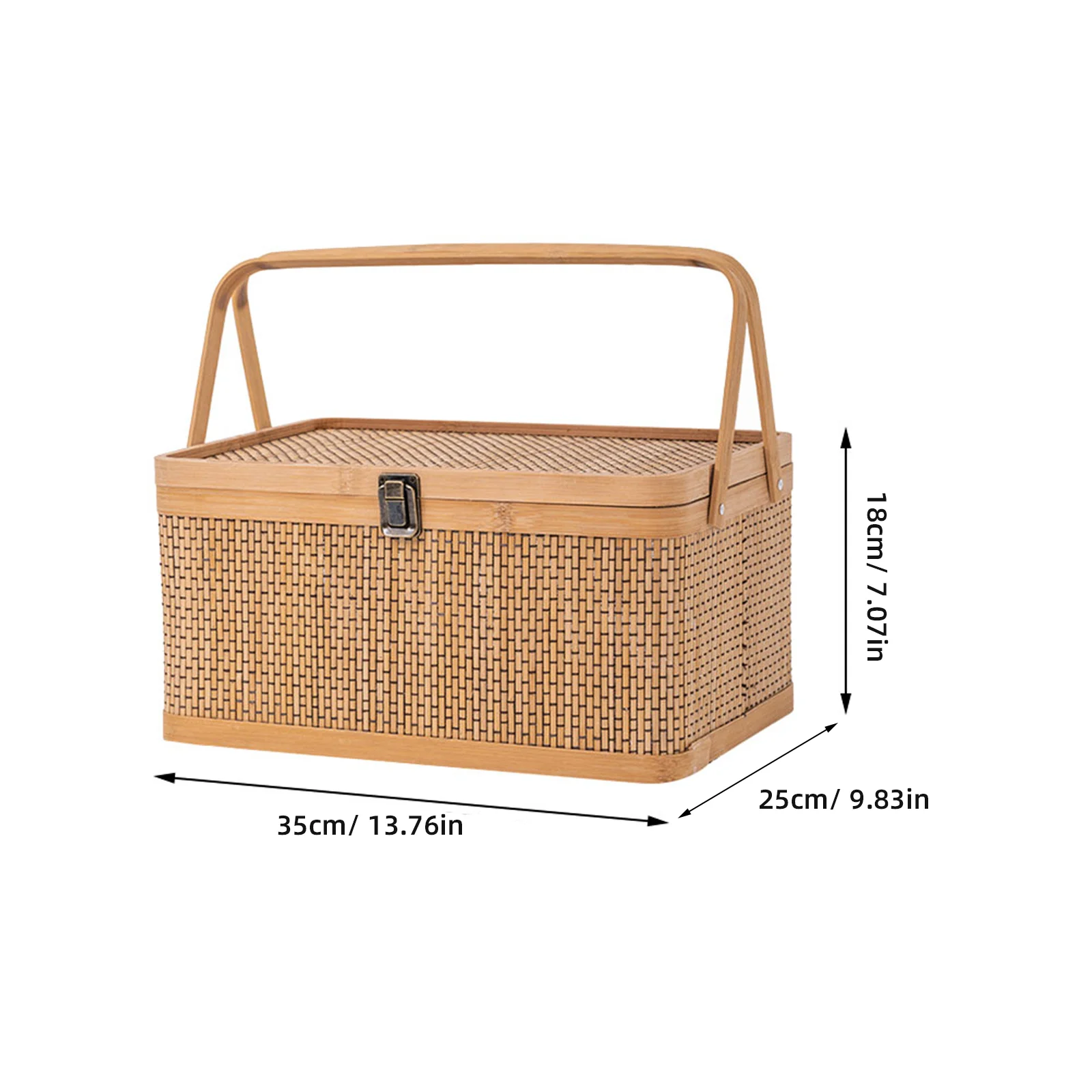 1Pc Bamboo Basket Woven Storage Kitchen Shopping Harvesting Container Dry Goods Household Gardening Baskets Handheld Fruits Egg 5