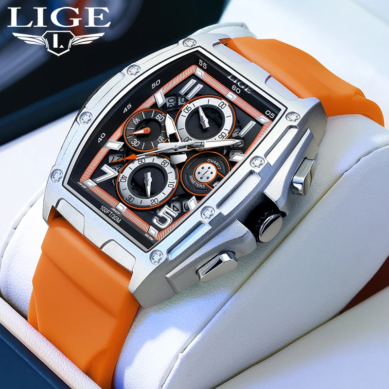 New Watch LIGE Chronograph Casual Fashion Watches for Men Sport Military Silicagel Calendar Wrist Watch Men Watch Relojes Hombre
