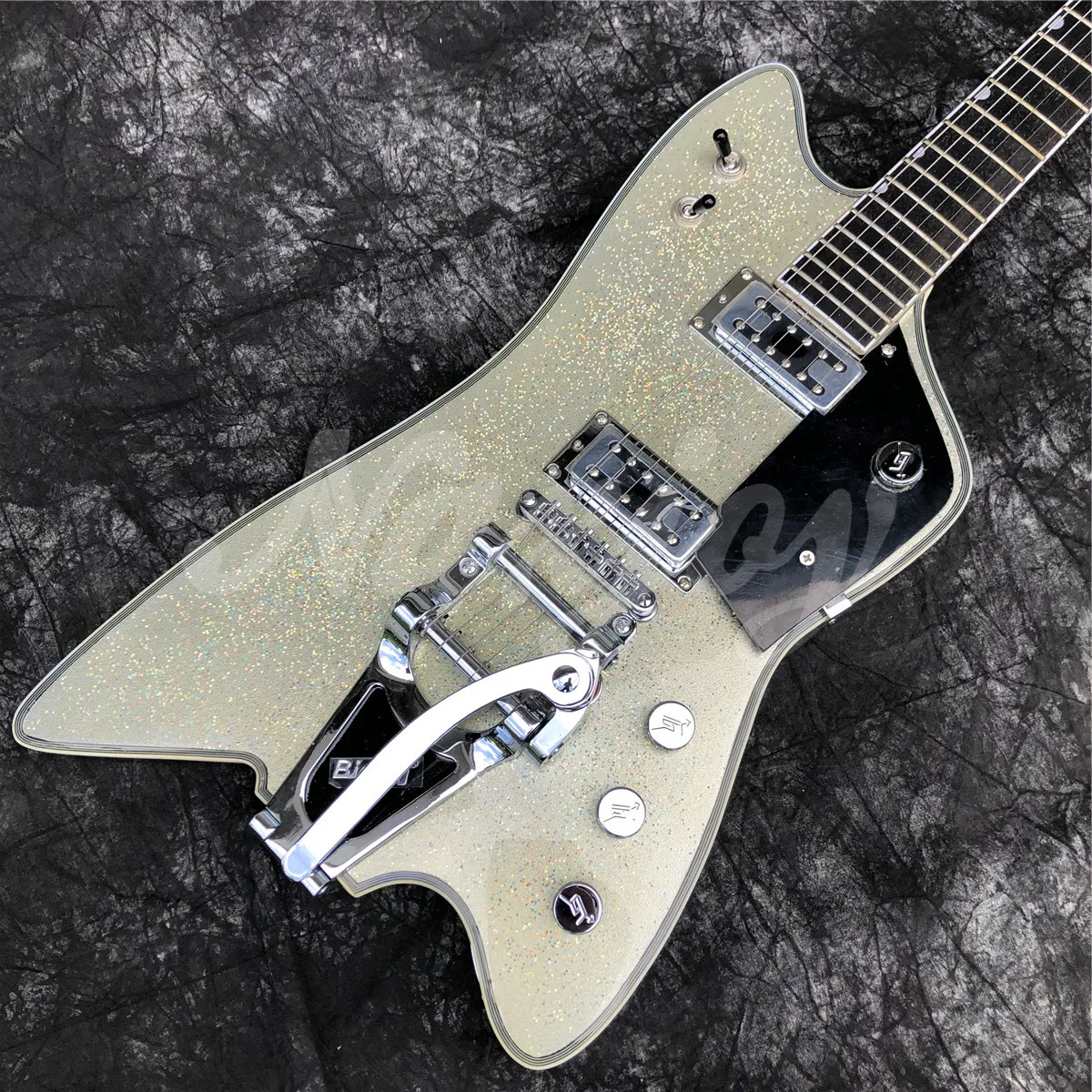 Top Quatliy Billy Bo Model Sparkling Silver Electric Guitar