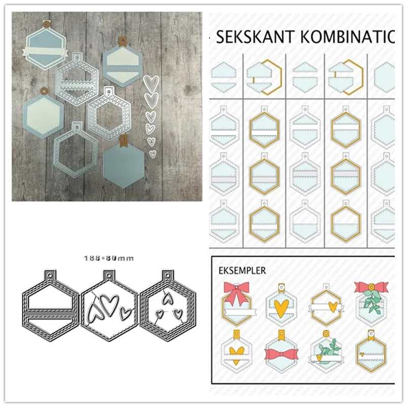 New 2023 Christmas Metal Cutting Dies 3D Folding Ball Hexagon Pennewt Card Confezione Regalo Scrapbooking Frame Card Craft No Timbri