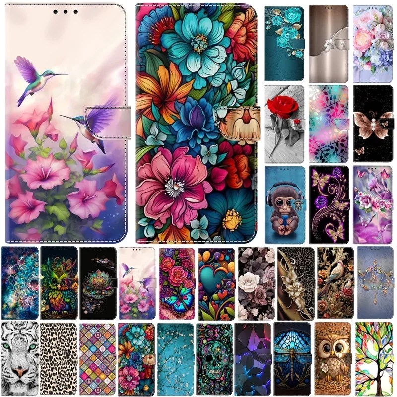Stylish 3D Painted Magnetic Flip Wallet Phone Case Cover