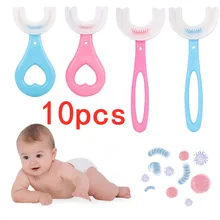 

10pcs U-shaped Baby Toothbrush Children's Toothbrush Oral Care Cleaning Brush Convenient Simple Silicone Toothbrush Dropshipping
