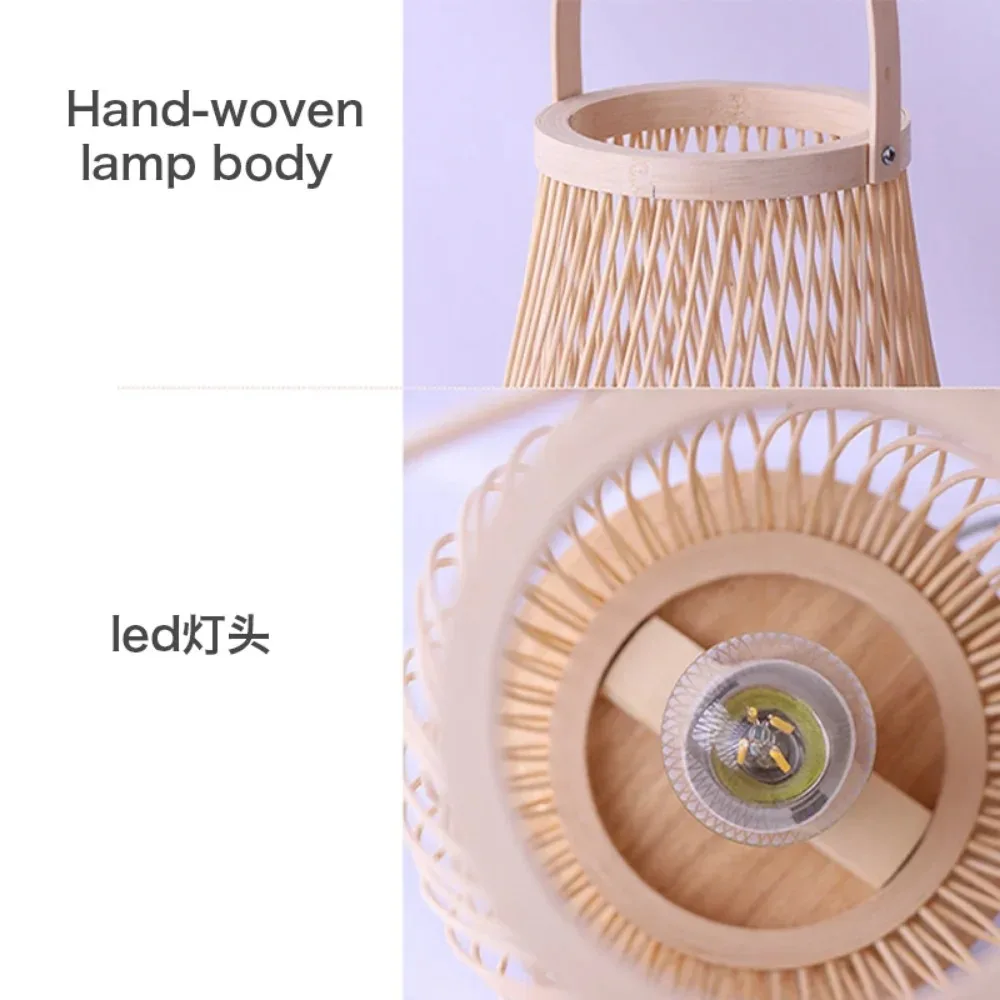 JOYINLED 빈티지 대나무 수제 테이블 램프 천연 책상 램프 침실 머리맡 책상 조명 거실 장식 따뜻한 대나무 램프